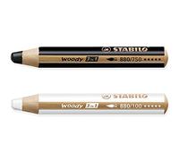 STABILO Matita multi-talento Woody 3 in 1 - Confezione da 2 matite - nero e bianco