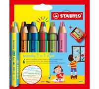 STABILO Multi-Talented Pencil-Woody 3 in 1 Duo-Pack of 6 Assorted Col