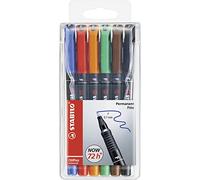 Marcatori permanenti punta fine Stabilo OHPen Universal - 163891 Marcatori colori assortiti con punta fine permanenti con tratto 0,7 mm e punta da 0,7 mm dal fusto color nero in confezione da 6 Pz.