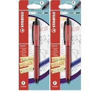 STABILO PALETTE - Penna Roller a Scatto - Tratto F (0,4 mm) - Pack da 1 - Rosso (Confezione da 2)