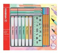 STABILO Set Pastel Collection – 13 pz – 6 evid., 3 fineliner Point 88, 3 PointMax, 1 righello