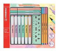 STABILO Set Pastel Collection – 13 pz – 6 evid., 3 fineliner Point 88, 3 PointMax, 1 righello