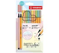 Stabilo Pastellove Set - Set Creativo - Astuccio da 12-6 Fineliner point 88 + 6 Pennarelli Premium Pen 68