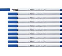 Stabilo Pen 68 brush - Pennarello Premium con punta a pennello - Confezione da 10 - Blu Oltremare