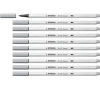 STABILO Pen 68 brush - Pennarello Premium con punta a pennello - Confezione da 10 - Grigio Freddo Medio