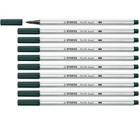 Stabilo Pen 68 brush - Pennarello Premium con punta a pennello - Confezione da 10 - Verde terra