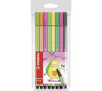 STABILO Pen 68 Fibra Punta Fineliner 1.0mm Avocado Set Portafoglio Di 8 Colori