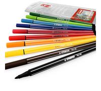 STABILO Pen 68 Fibre Tip Fineliner - 1Mm - Confezione Da 10 - Colori Assortiti