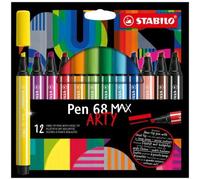 STABILO Pen 68 MAX marcatore Beige Nero Blu Marrone Verde Azzurro Verde chiaro Arancione Rosa Viola Rosso Viola Giallo 12 pz