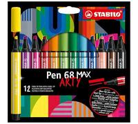 STABILO Pen 68 MAX marcatore Beige Nero Blu Marrone Verde Azzurro Verde chiaro Arancione Rosa Viola Rosso Viola Giallo 12 pz