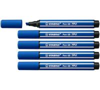Stabilo Pen 68 MAX - Pennarello Premium a tratto doppio (1 + 5 mm) - Confezione da 5 - Blu Oltremare