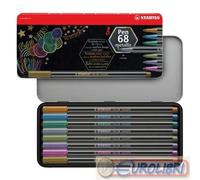 Pennarelli Pen 68 - colori assortiti metallic - Stabilo - scatola in metallo 8 pezzi