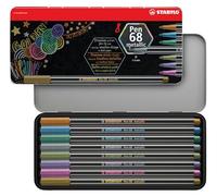 Pennarelli Pen 68 - colori assortiti metallic - Stabilo - scatola in metallo 8 pezzi