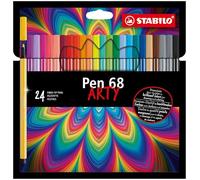 Stabilo Pen 68 Arty Pack de 24 Rotuladores - Punta de Fibra - Trazo de 1mm aprox - Tinta a Base de Agua - Capuchon Ventilado -