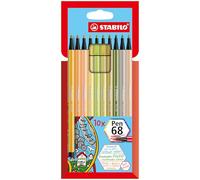 Premium Fibre-Tip Pen - STABILO Pen 68 - Pack of 10 - Assorted Colours Pack of 1