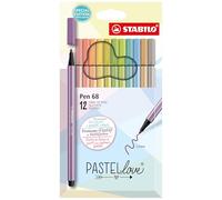 PENNARELLI PEN 68 COLORI PASTELLO LOVE- STABILO CONF. 12 PZ
