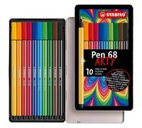 Pennarelli Pen 68 astucci e rotoli 10 colori Stabilo scatola in metallo 10 pennarelli