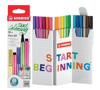 Stabilo Pen 68 - Pennarello Premium - ZIG ZAG Set da 18 - Colori assortiti