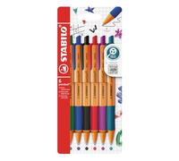 Penne a scatto Stabilo Pointball - 135860 Penne colori assortiti con tratto da 0.5 mm e fusto di colore arancione in confezione da 6 Pz.