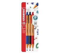 Stabilo pointball - Penna a Sfera Ecosostenibile - CO2 neutral - Pack da 3 - Nero/Blu/Rosso