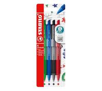 STABILO Penna a sfera pointball colorful – Pack da 4 (Verde/Blu/Nero/Rosso)