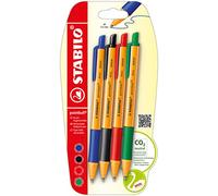STABILO - Penna a Sfera - pointball | Confezione da 4 pezzi, blu, nero, rosso, verde
