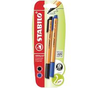 STABILO GREENpoint - Penna Ecosostenibile con punta in fibra - 87% Plastica Riciclata - Pack da 2 - Nero/Blu