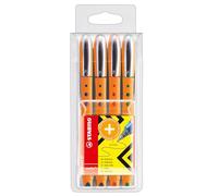 STABILO - Penna Roller - worker+ fine | Tratto 0,3 mm, Astuccio da 4, Blu/Nero/Rosso/Verde