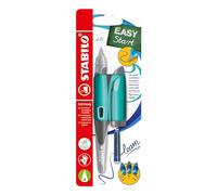 STABILO Penna Stilografica Ergonomica EASYbirdy Pastel Edition in Verde Pastello/Verde Acqua - per Destrimani - Punta Principiante - Pack da 1 - Cartuccia Blu inclusa