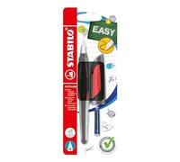 Stabilo EASYbuddy - Penna Stilografica Ergonomica per Bambini - Nero/Rosso - Punta Standard - Cartuccia Blu inclusa