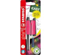 STABILO EASYbuddy NEON - Penna Stilografica Ergonomica per Bambini - Rosa NEON - Punta Standard - Cartuccia Blu inclusa