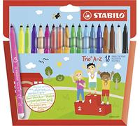 STABILO - Pennarello a Punta Fine e Impugnatura Triangolare - Trio A-Z | Astuccio da 18, Colori Assortiti