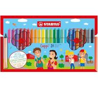 Stabilo Cappi - Pennarello con Cordino Porta Cappuccio - Astuccio da 24 - Colori Assortiti