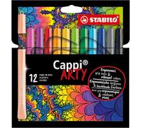 Fibre-Tip Pen with Cap-Ring - STABILO Cappi - ARTY - Pack of 12 - Assorted Colou