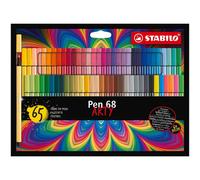Premium Fibre-Tip Pen - STABILO Pen 68 - ARTY - Pack of 65 - Assorted Colours