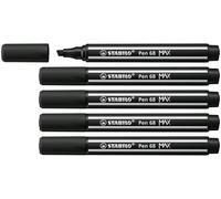 Stabilo Pen 68 MAX - Pennarello Premium a tratto doppio (1 + 5 mm) - Confezione da 5 - Nero
