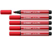 Stabilo Pen 68 MAX - Pennarello Premium a tratto doppio (1 + 5 mm) - Confezione da 5 - Carminio
