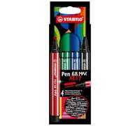 STABILO Pen 68 MAX marcatore Nero Blu Rosso 4 pz