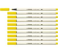 Stabilo Pen 68 brush - Pennarello Premium con punta a pennello - Confezione da 10 - Giallo Limone