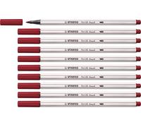 Stabilo Pen 68 brush - Pennarello Premium con punta a pennello - Confezione da 10 - Porpora