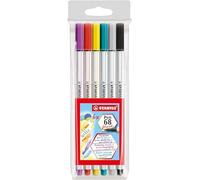 Stabilo Pen 68 brush - Pennarello Premium con punta a pennello - Astuccio da 6 - con 6 colori assortiti