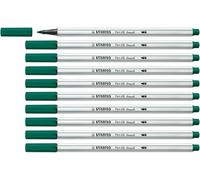 Stabilo Pen 68 brush - Pennarello Premium con punta a pennello - Confezione da 10 - Verde turchese