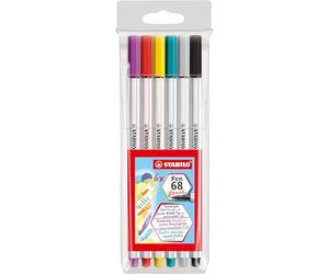 STABILO - Pennarello Premium con punta a pennello - Pen 68 brush | Astuccio da 6, con 6 colori assortiti