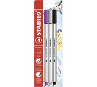 STABILO - Pennarello Premium con punta a pennello - Pen 68 brush | Pack da 3, Lilla, Grigio, Nero