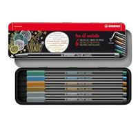 Pennarelli Stabilo Pen 68 metallic 1 mm scatola in metallo assortiti Conf. 5 pez