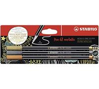 STABILO - Pennarello Premium Metallizzato - Pen 68 metallic | Pack da 3, Oro/Argento/Rame