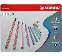PRL) PENNARELLI STABILO PEN 68 ASTUCCIO SCATOLA METALLO 15 COLORI COLOUR COLORS