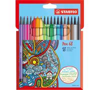 STABILO Pennarello Premium Pen 68 Astuccio da 18 Colori Assortiti
