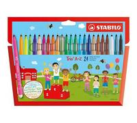 Fibre-Tip Pen with Triangular Grip Zone - STABILO Trio A-Z - Pack of 24 - Assort