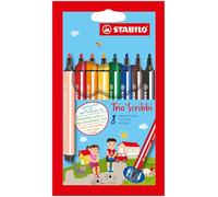STABILO - Pennarello triangolare con punta ammortizzata - Trio Scribbi | Astuccio da 8, Colori assortiti